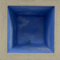 Captivity in Blue - 20x20x20 cm | each concrete, oil paint
